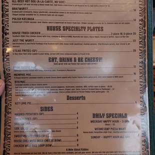 Menu side 1