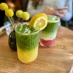 Orange matcha and strawberry matcha