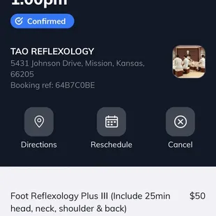 I received this specific massage- Foot Refexology Plus III for 1hr and 15min ($50). Very nice and well worth the money.