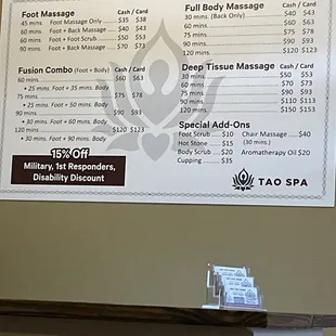 Prices are reasonable and you even get to do a raffle after your first session. I got free hot stones included in my next session!