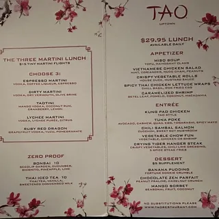 Dinner Pre-Fixe (Serves 1)