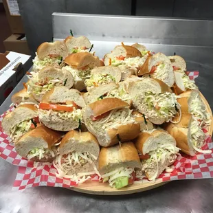 a platter of sandwiches