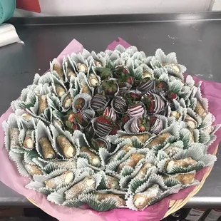 a platter of chocolate covered strawberries