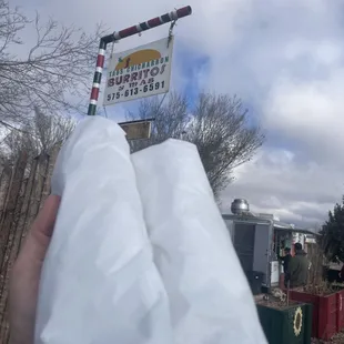 Two breakfast burritos to go