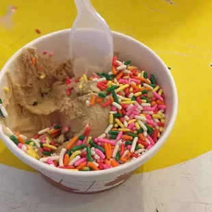 Maple walnut ice cream with rainbow sprinkles