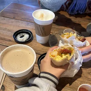 Sausage &amp; bacon breakfast burritos