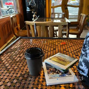 Coffee and seating area.