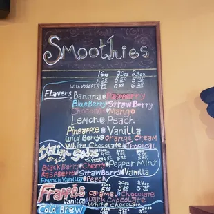 Smoothie menu