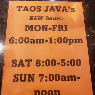 Note the new hours
