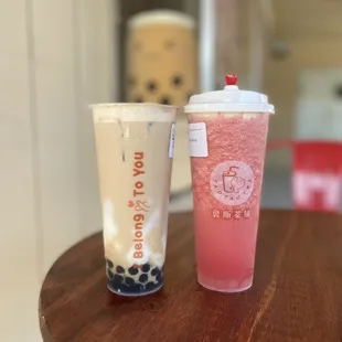 Royal milk tea, watermelon cheese
