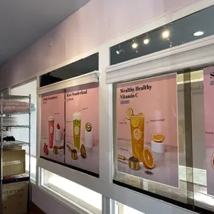 Cute prints of their drinks on the wall :)