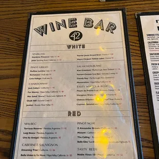 Wine menu