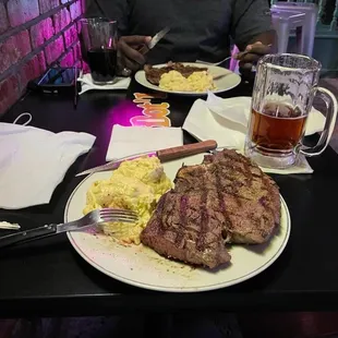 Steak Night Friday. 1 inch thick bone in ribeye and potato salad