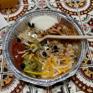 a bowl of food on a table