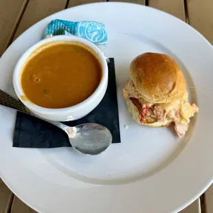 Lobster grilled cheese slider + lobster bisque