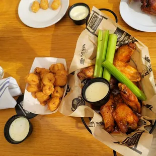 Mild chicken wings and cheese curds