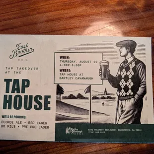 Tap House events every month