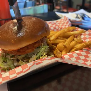 Fried chicken sandwich (ordered spicy) was good!!