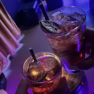 two glasses of cold drinks