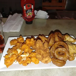 Lemon Pepper Wings, Onion Rwings, Cheese Curds, Chicken Tenders