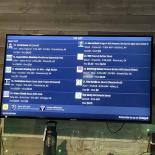 a tv screen with a menu on it