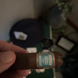 Cigars, beer, and bourbon.