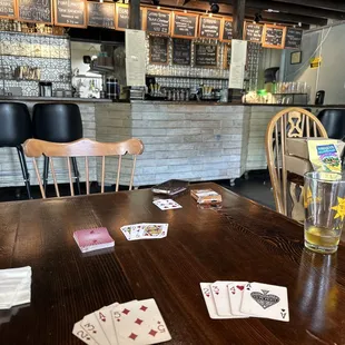 a table with playing cards on it
