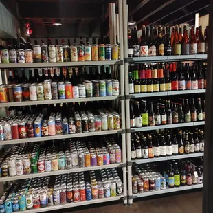shelves full of beer