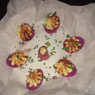 Beet Marinated Deviled Eggs Plate
