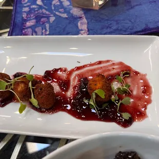Goat Cheese Fritters with Cherry Jam!
