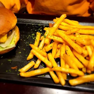 Classic cheeseburgers with fries