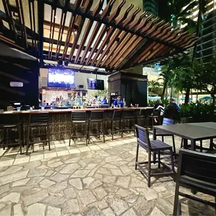 Bar area. Seating is available on both sides.