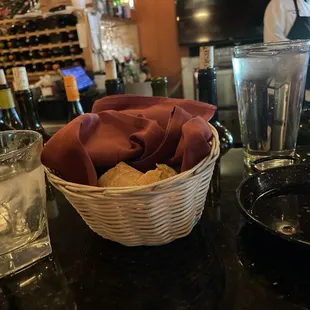 Bread Basket and Dipping Sauce at the bar.