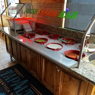 Salsa bar always fresh and clean!