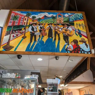 Mural above dining area