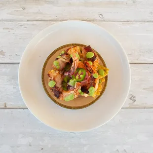 Bacon Wrapped Shrimp topped with Raita Sauce