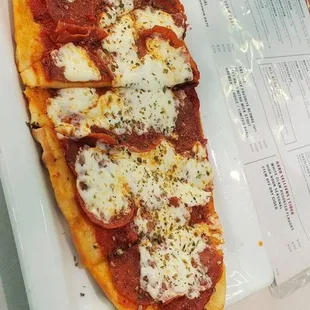 Flat bread pepperoni pizza