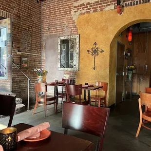 tables and chairs in a restaurant