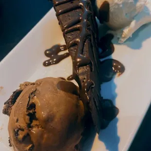 ice cream and chocolate dessert