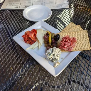 Cheese &amp; Charcuterie Plate cheeses/cured meats/crackers/ condiments