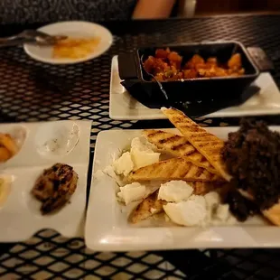 two plates of food on a table