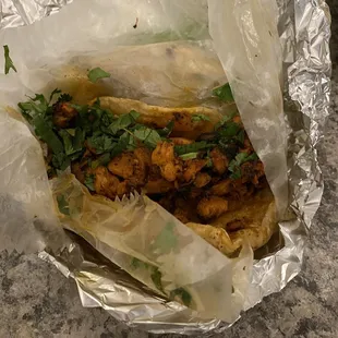 Chicken tacos (no onion)