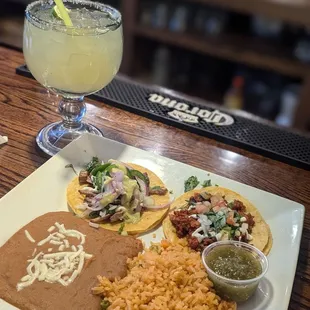 Chorizo and carnitas street tacos