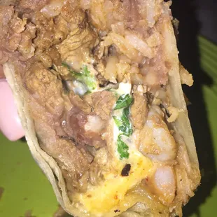Steak and shrimp burrito..