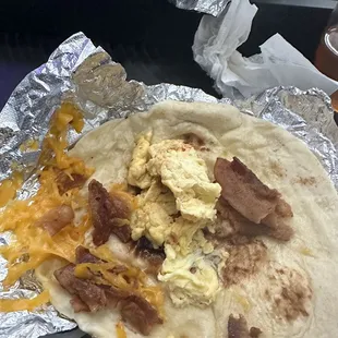 Bacon egg and cheese taco