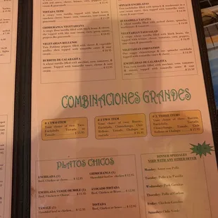 menu