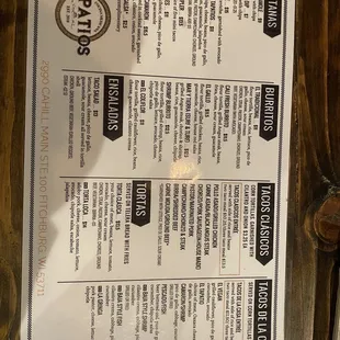 menu