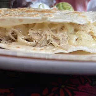 Quesadilla Mexicana (detail of chicken and cheese inside)