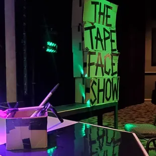 Photo before the show. Note the broken toy golf club in the cardboard prop box. 9/30/2022