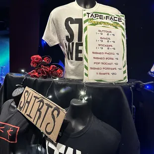 Merchandise for sale after the show